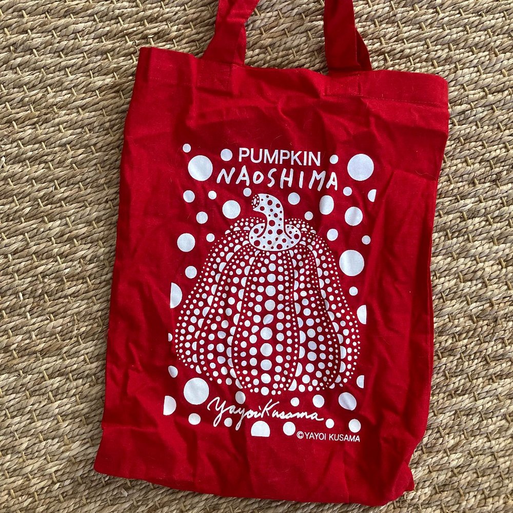 Yayoi Kusama Tote Bag Naoshima almost unused Red White F/S From Japan